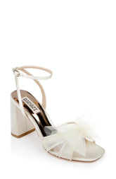 Badgley Mischka Tess Block Heel With Poof Ivory | Women Best Sellers