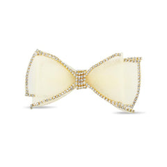 Badgley Mischka Tulle Bow Barrette With Stones Ivory | Women Hair Accessories
