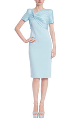 Badgley Mischka Twist Front Bodice Sheath Dress Ice Blue | Women Day