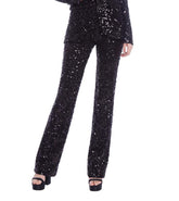 Badgley Mischka Velvet And Sequin Straight Leg Pant Black | Women Suits