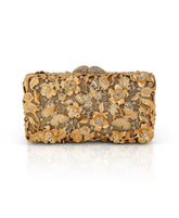 Badgley Mischka Whitley Gold Filigree Crystal Embellished Minaudiere Gold | Women Evening Bags