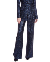 Badgley Mischka Wide-Leg Sequin Pants Navy | Women Suits