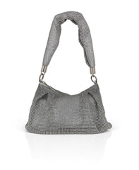 Badgley Mischka Yara Crystal Mesh Slouchy Shoulder Bag Silver | Women Evening Bags