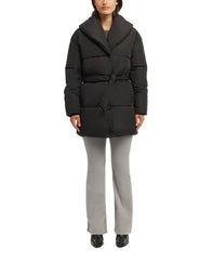 Badgley Mischka Yoko Shawl Collar Puffer Jacket Houndstooth | Women Outerwear