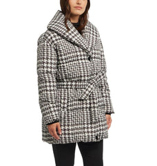 Badgley Mischka Yoko Shawl Collar Puffer Jacket Houndstooth | Women Outerwear