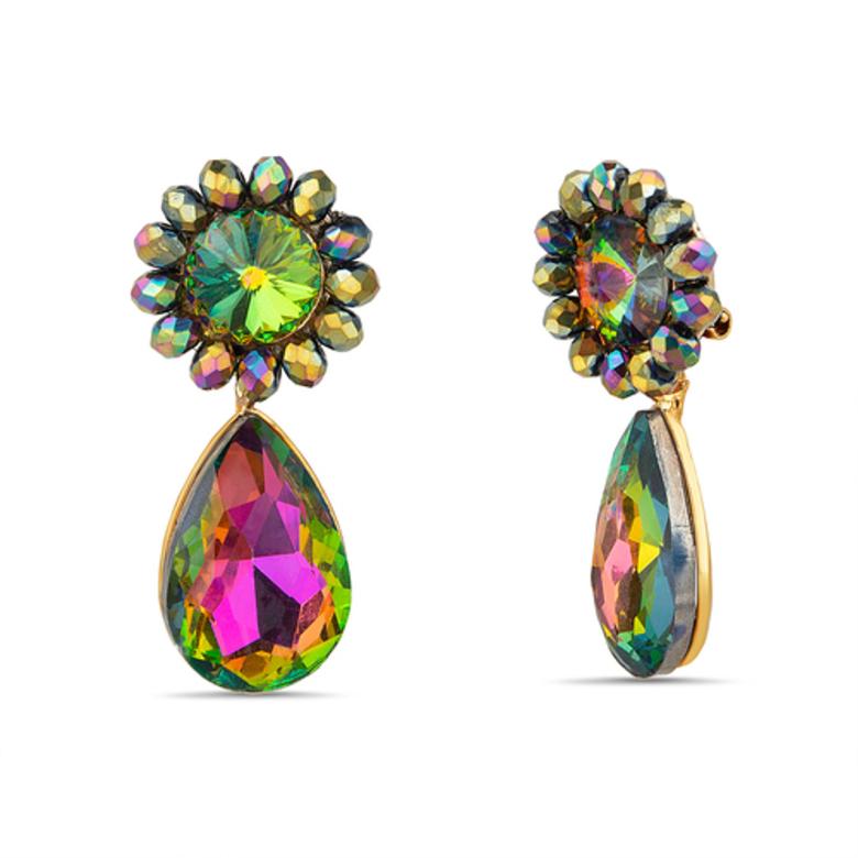 Badgley Mischka AB Teardrop Flower Earrings | Women Fashion Jewelry