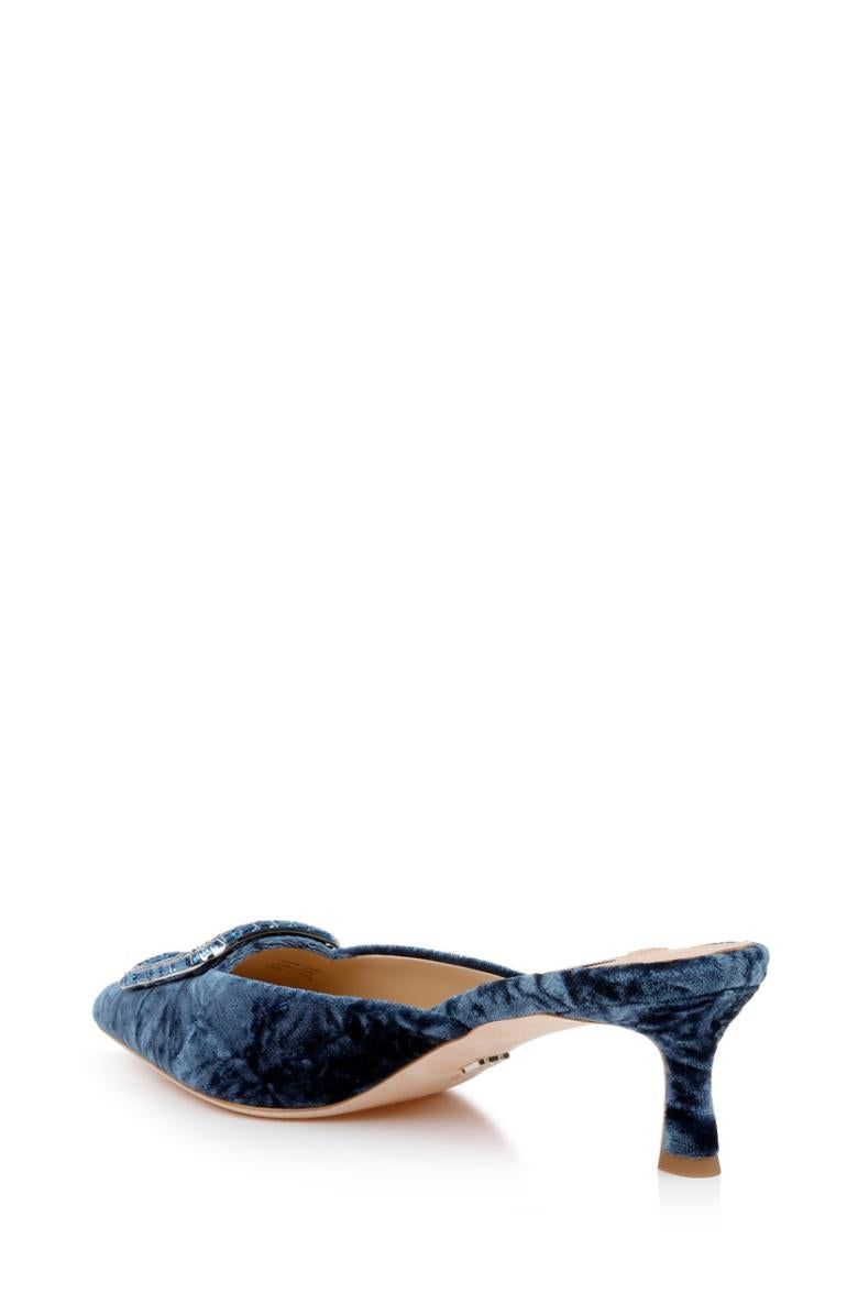 Badgley Mischka Abigayl Pointed Toe Mules Black Velvet | Women Kitten Heel