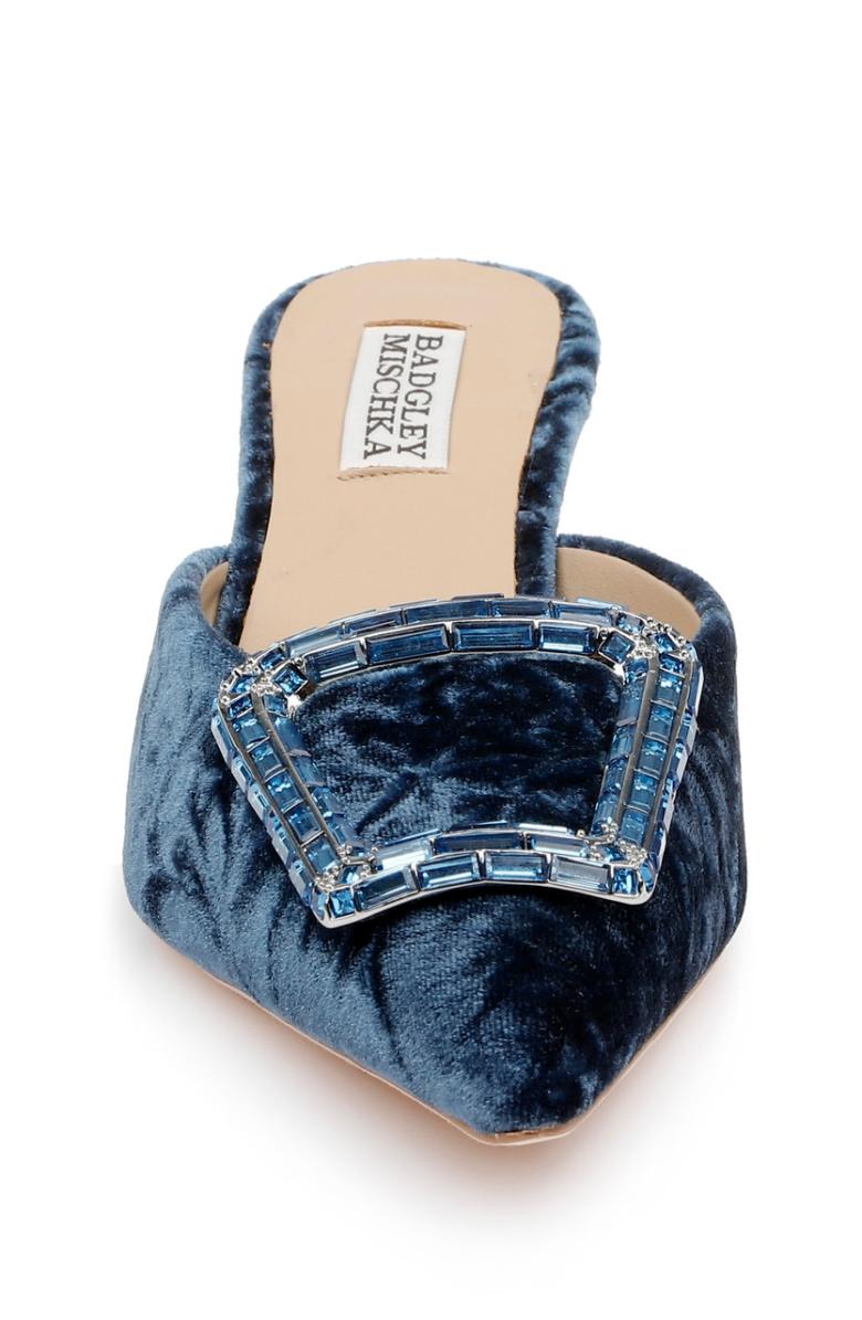 Badgley Mischka Abigayl Pointed Toe Mules Black Velvet | Women Kitten Heel