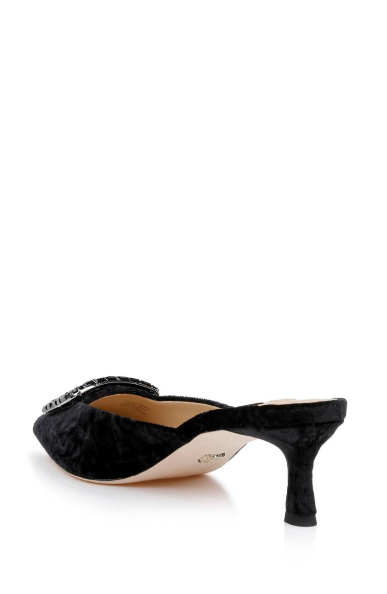 Badgley Mischka Abigayl Pointed Toe Mules Black Velvet | Women Kitten Heel