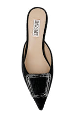 Badgley Mischka Abigayl Pointed Toe Mules Black Velvet | Women Kitten Heel