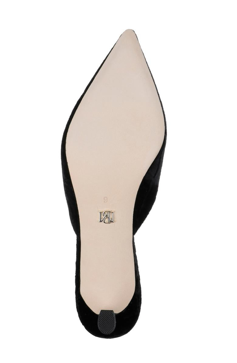 Badgley Mischka Abigayl Pointed Toe Mules Black Velvet | Women Kitten Heel