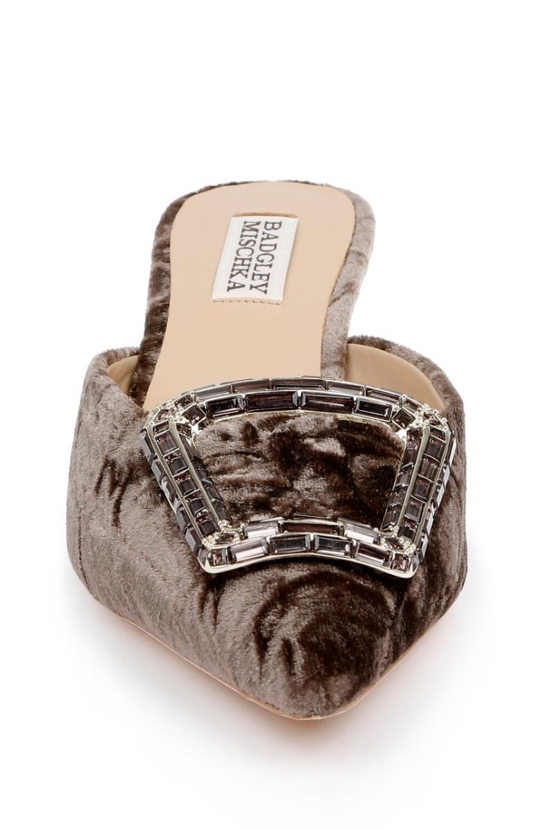 Badgley Mischka Abigayl Pointed Toe Mules Black Velvet | Women Kitten Heel