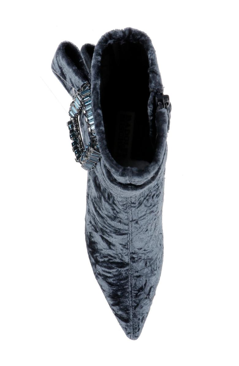 Badgley Mischka Adrian Velvet Block Heel Booties Anthracite Fabric | Women Booties &amp; Boots