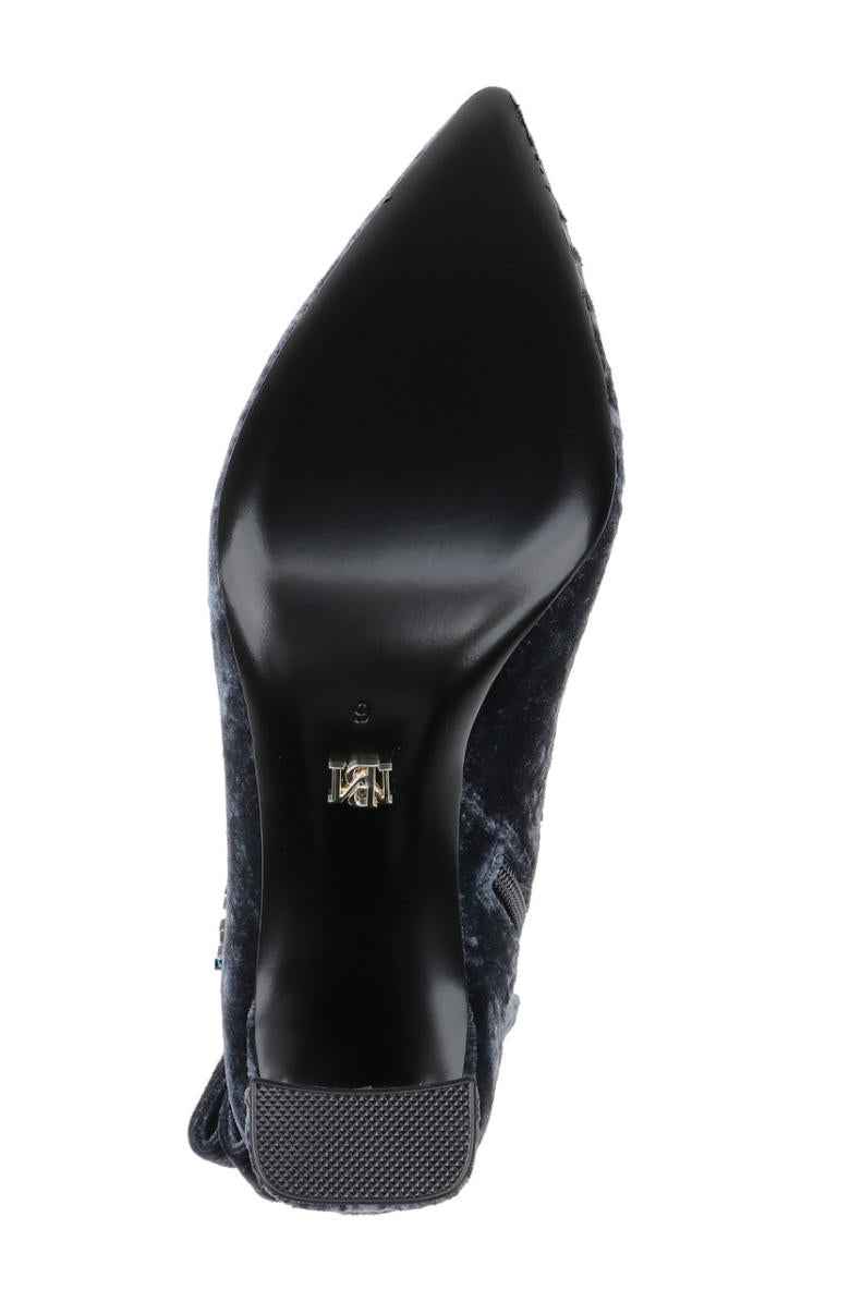 Badgley Mischka Adrian Velvet Block Heel Booties Anthracite Fabric | Women Booties &amp; Boots