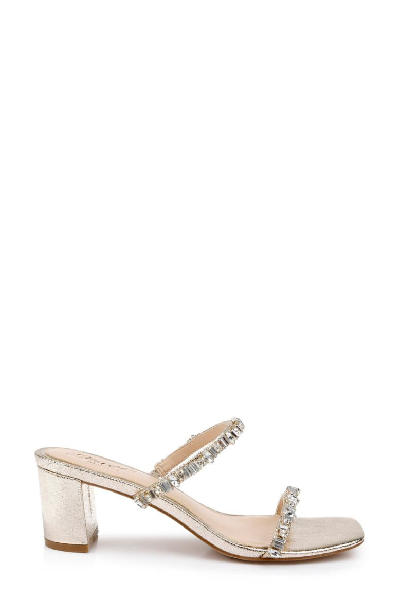 Badgley Mischka Alessia Block Heel Slides Light Gold | Women Block Heels