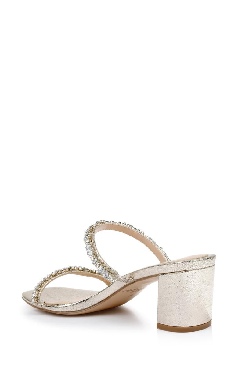 Badgley Mischka Alessia Block Heel Slides Light Gold | Women Block Heels