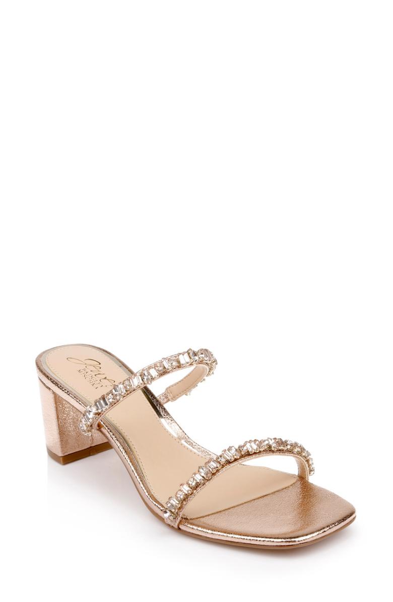 Badgley Mischka Alessia Block Heel Slides Light Gold | Women Block Heels