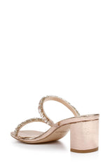 Badgley Mischka Alessia Block Heel Slides Light Gold | Women Block Heels