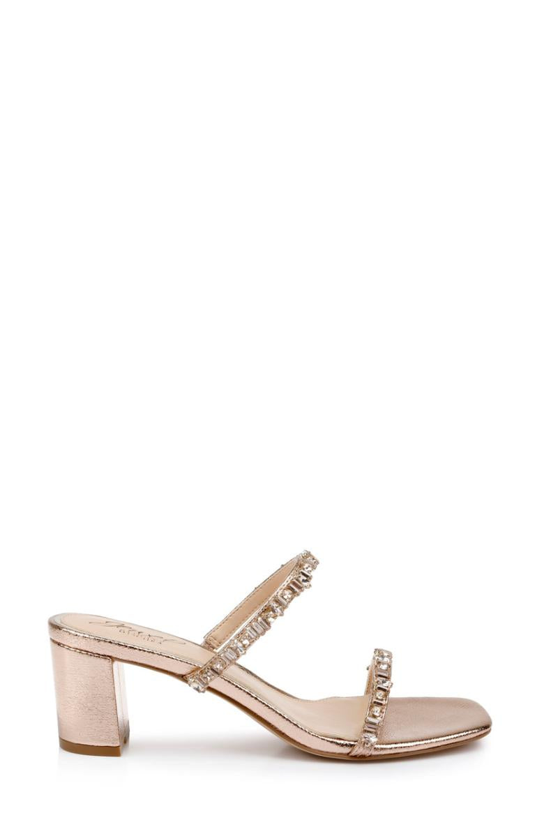 Badgley Mischka Alessia Block Heel Slides Light Gold | Women Block Heels