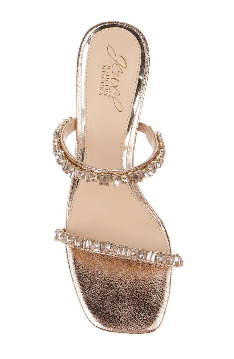 Badgley Mischka Alessia Block Heel Slides Light Gold | Women Block Heels