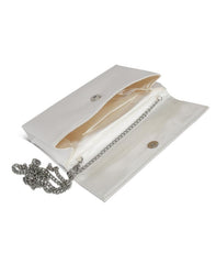 Badgley Mischka Alicia Satin Envelope With Crystal Bow Ivory | Women Evening Bags