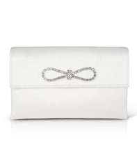 Badgley Mischka Alicia Satin Envelope With Crystal Bow Ivory | Women Evening Bags