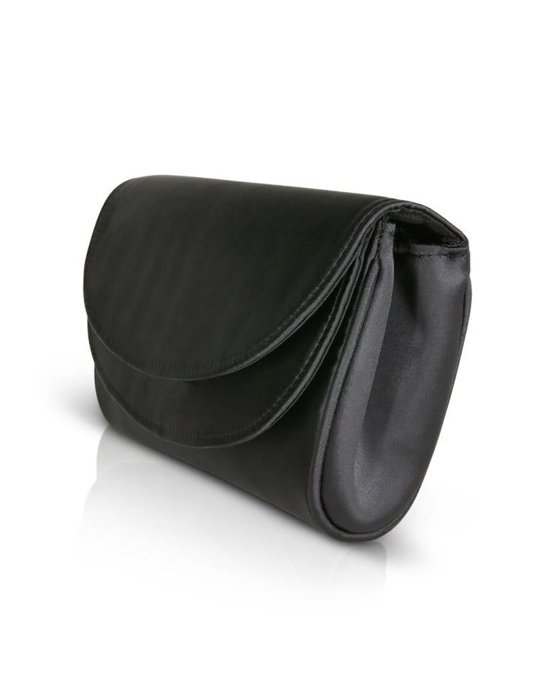 Badgley Mischka Amelia Double Flap Satin Clutch Black | Women Evening Bags
