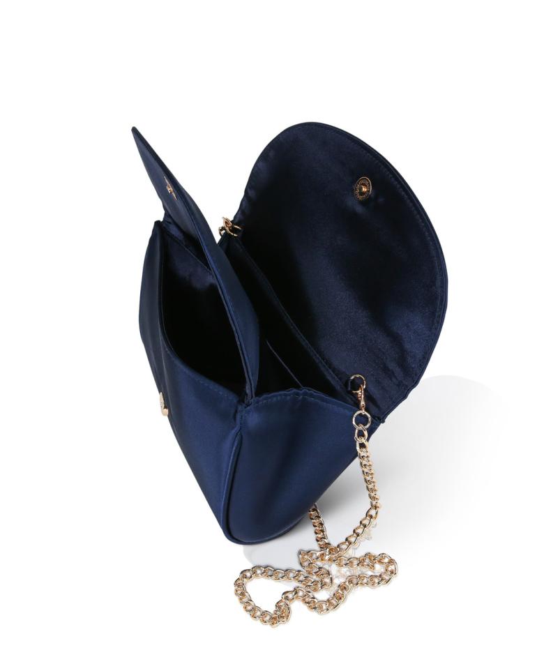 Badgley Mischka Amelia Double Flap Satin Clutch Black | Women Evening Bags