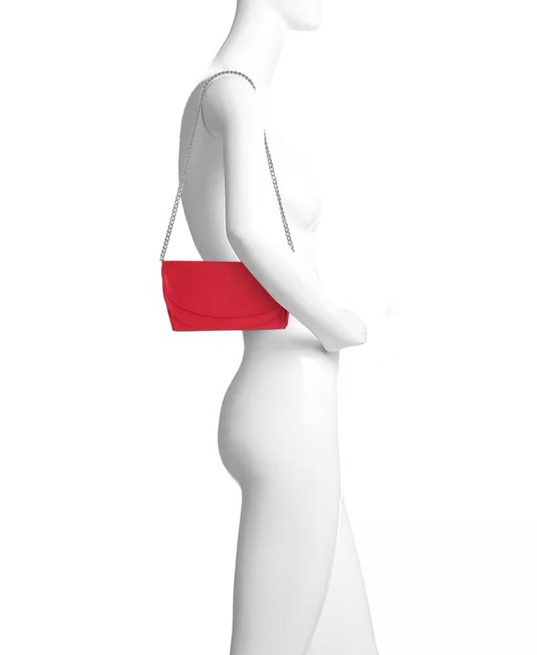 Badgley Mischka Amelia Double Flap Satin Clutch Black | Women Evening Bags