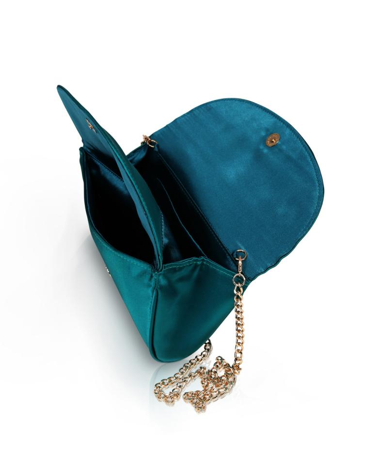 Badgley Mischka Amelia Double Flap Satin Clutch Black | Women Evening Bags