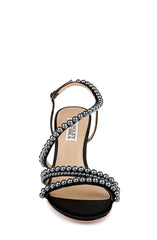Badgley Mischka Amora Pearl Strap Block Heels Black | Women Best Sellers