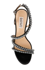 Badgley Mischka Amora Pearl Strap Block Heels Black | Women Best Sellers