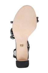 Badgley Mischka Amora Pearl Strap Block Heels Black | Women Best Sellers
