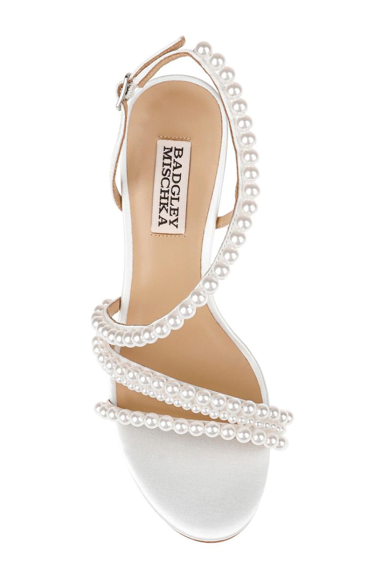 Badgley Mischka Amora Pearl Strap Block Heels Black | Women Best Sellers