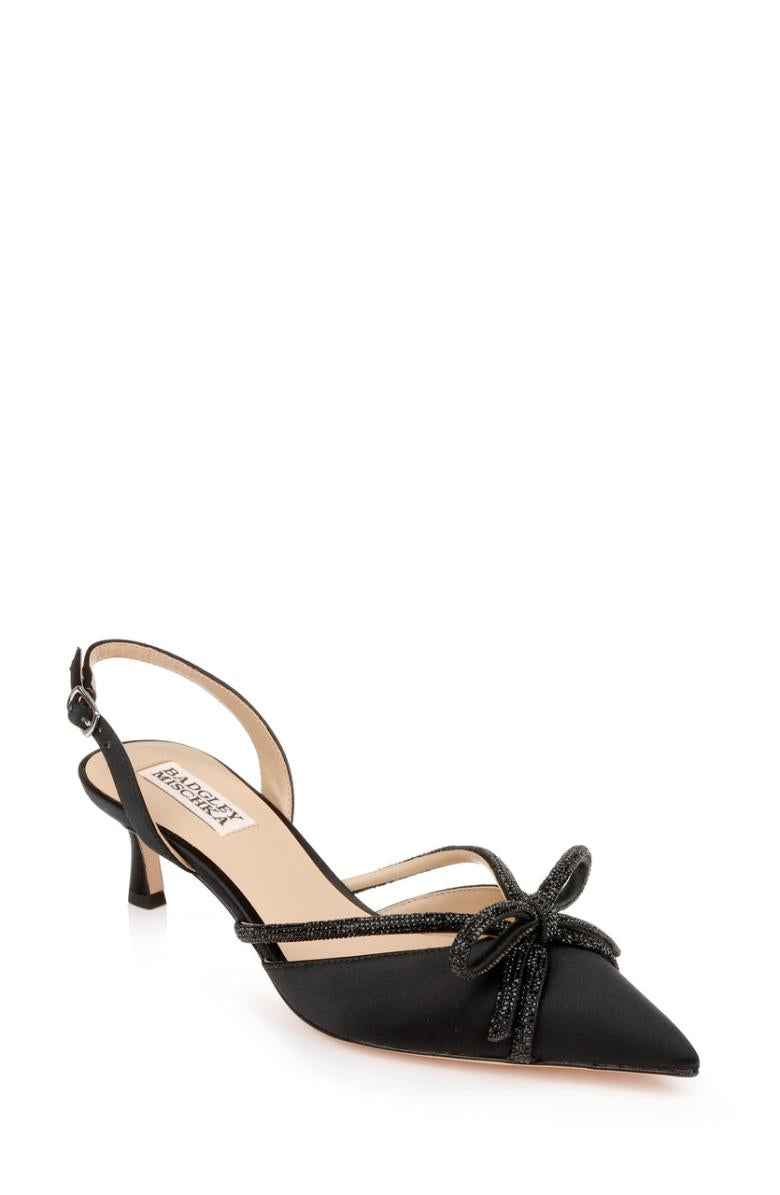 Badgley Mischka Angelina Slingback Kitten Heels Black | Women Best Sellers