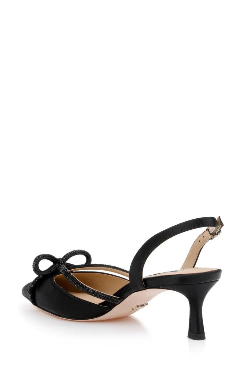 Badgley Mischka Angelina Slingback Kitten Heels Black | Women Best Sellers