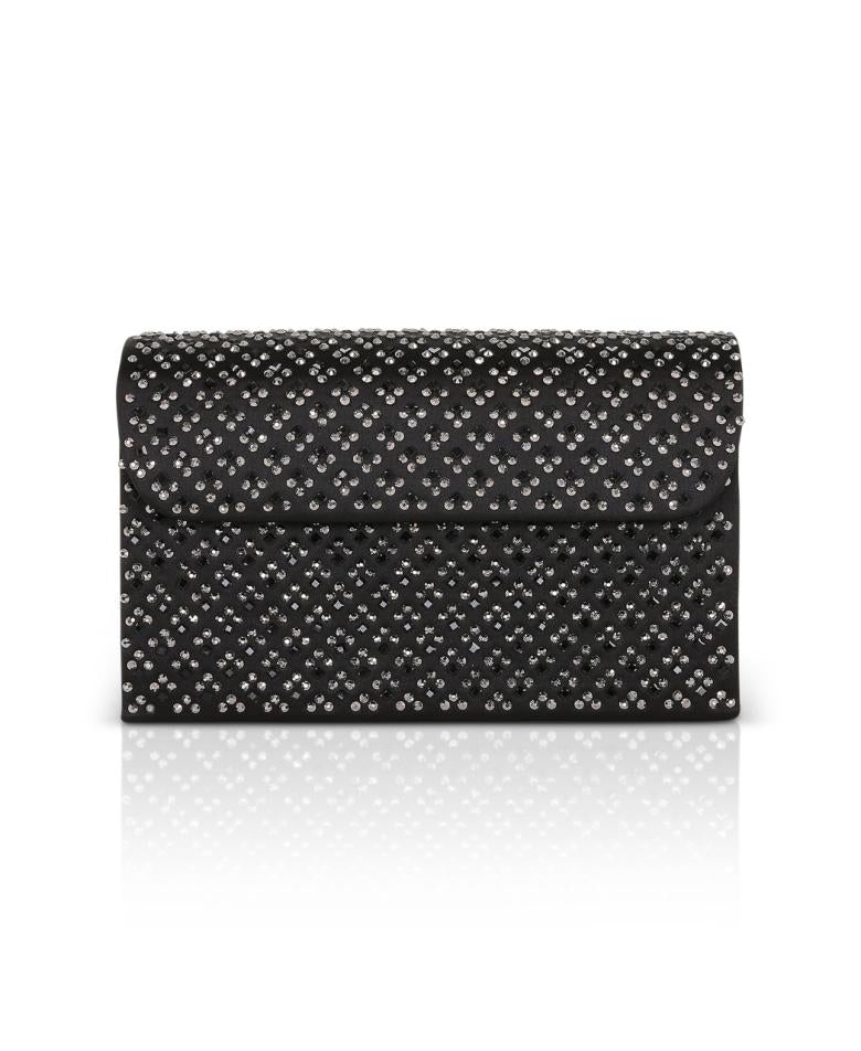 Badgley Mischka Anna Edwardian Crystal Pattern Embellished Clutch Black | Women Evening Bags