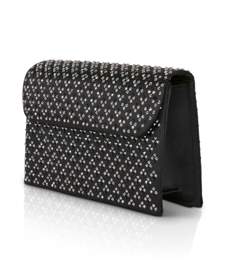 Badgley Mischka Anna Edwardian Crystal Pattern Embellished Clutch Black | Women Evening Bags