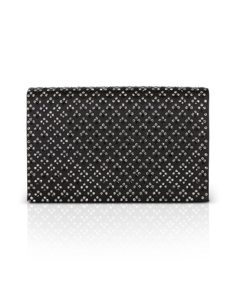 Badgley Mischka Anna Edwardian Crystal Pattern Embellished Clutch Black | Women Evening Bags