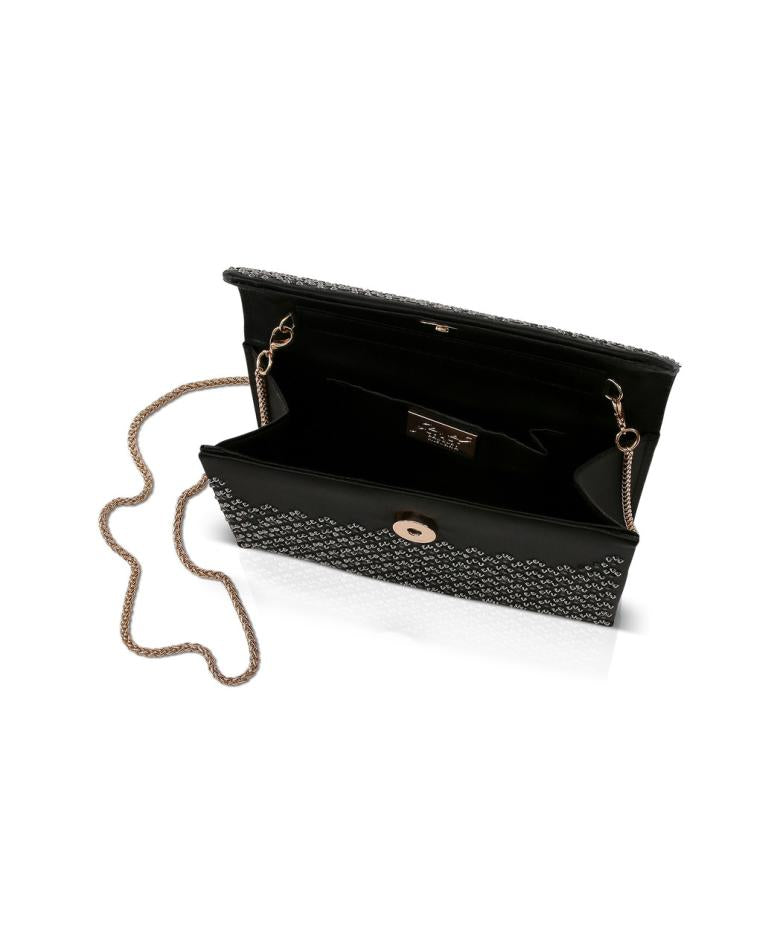 Badgley Mischka Anna Edwardian Crystal Pattern Embellished Clutch Black | Women Evening Bags
