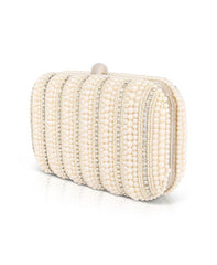 Badgley Mischka Aria Beaded Pearl Stripe Minaudière | Women Evening Bags