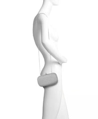 Badgley Mischka Arya Striped Crystal Droplets Minaudière Silver | Women Evening Bags