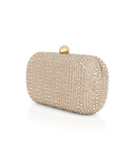 Badgley Mischka Arya Striped Crystal Droplets Minaudière Silver | Women Evening Bags