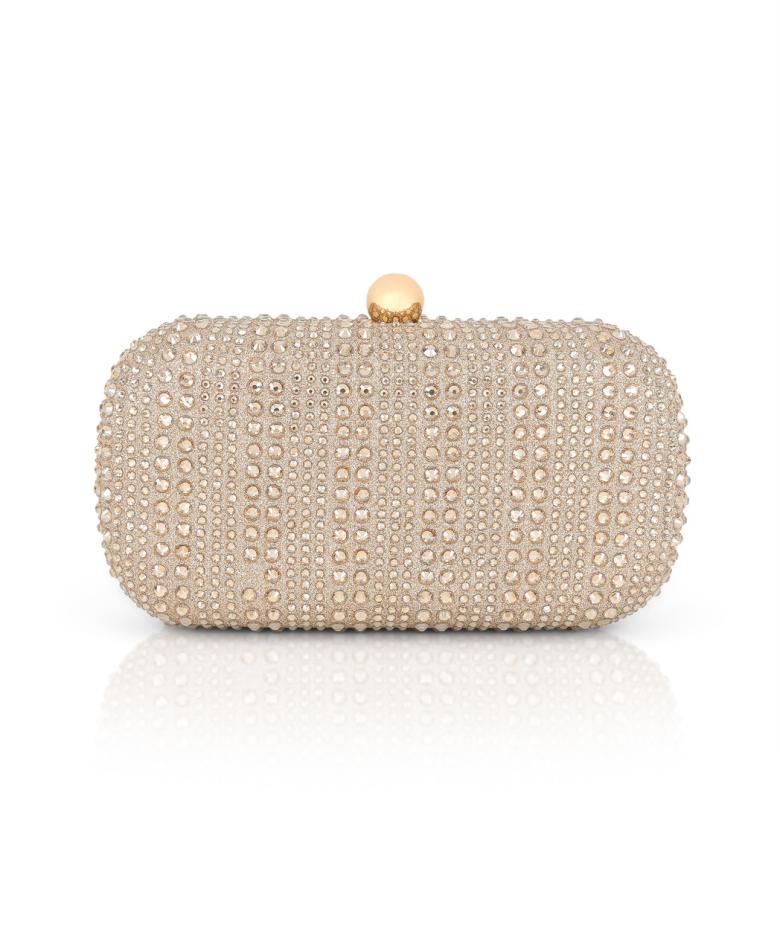 Badgley Mischka Arya Striped Crystal Droplets Minaudière Silver | Women Evening Bags