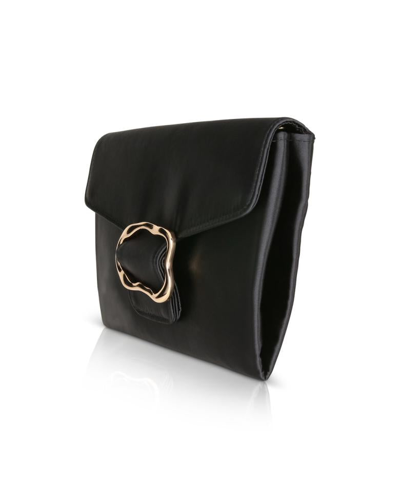 Badgley Mischka Aubrey Satin Envelope With Organic Shape Buckle Hot Pink | Women Evening Bags