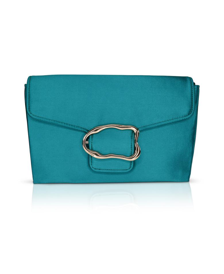 Badgley Mischka Aubrey Satin Envelope With Organic Shape Buckle Hot Pink | Women Evening Bags