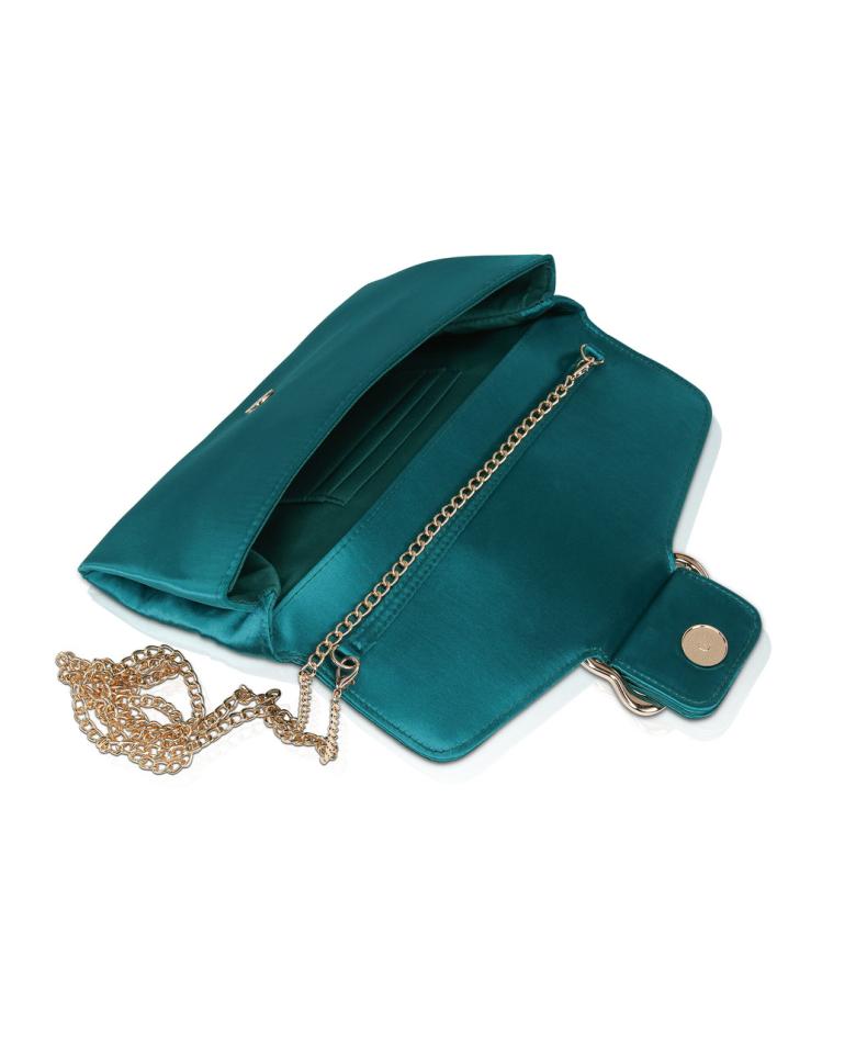 Badgley Mischka Aubrey Satin Envelope With Organic Shape Buckle Hot Pink | Women Evening Bags