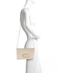 Badgley Mischka Aubrey Satin Envelope With Organic Shape Buckle Hot Pink | Women Evening Bags