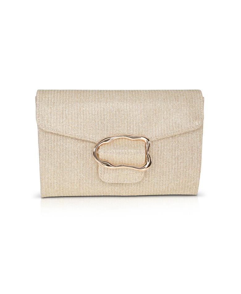 Badgley Mischka Aubrey Satin Envelope With Organic Shape Buckle Hot Pink | Women Evening Bags