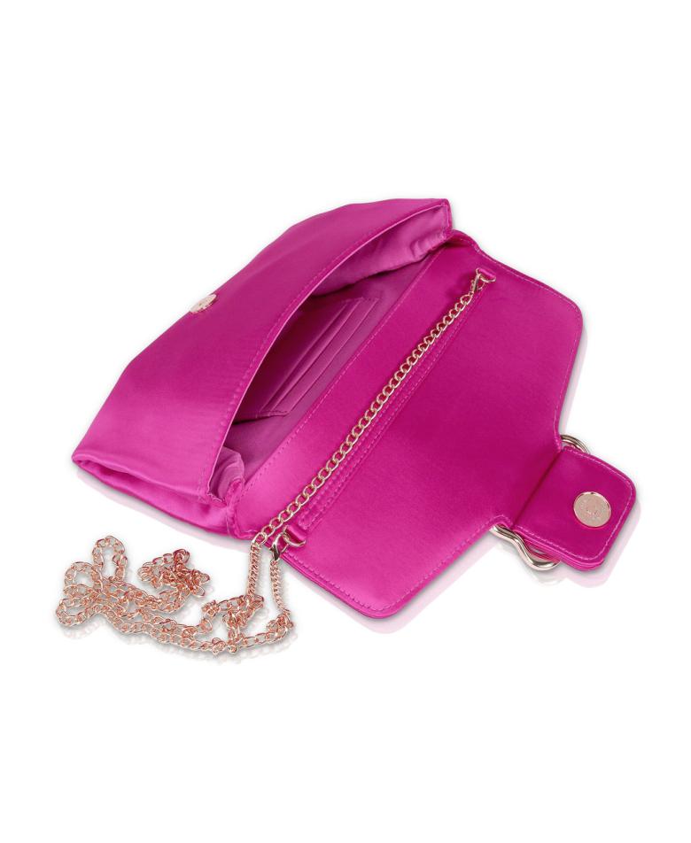 Badgley Mischka Aubrey Satin Envelope With Organic Shape Buckle Hot Pink | Women Evening Bags